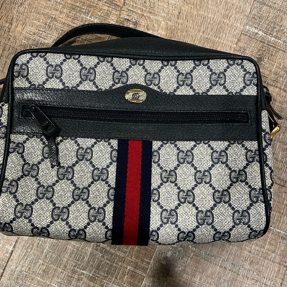 Vintage Gucci Ophidia Navy Monogram  Crossbody Bag Purse